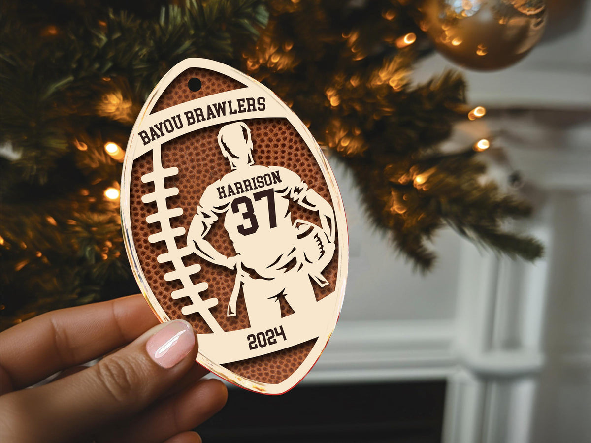 Personalized Football Ornament, Unique Gift for Players, Football Player Keepsake, Sports Lovers Gift, Christmas Gift for Coaches, Kids