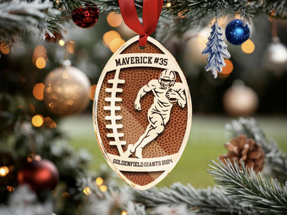 Personalized Football Ornament, Unique Gift for Players, Football Player Keepsake, Sports Lovers Gift, Christmas Gift for Coaches, Kids