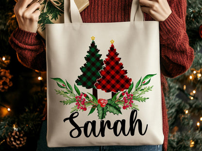 Personalized Christmas Tote Bags Custom Xmas/Noel Totes Bag Gifts Customized Santa Snowman Penguin Reindeer Tree Gnome Goodie Reusable Bags