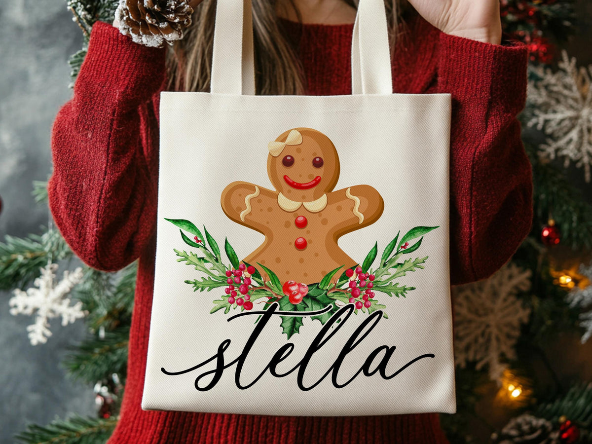 Personalized Christmas Tote Bags Custom Xmas/Noel Totes Bag Gifts Customized Santa Snowman Penguin Reindeer Tree Gnome Goodie Reusable Bags