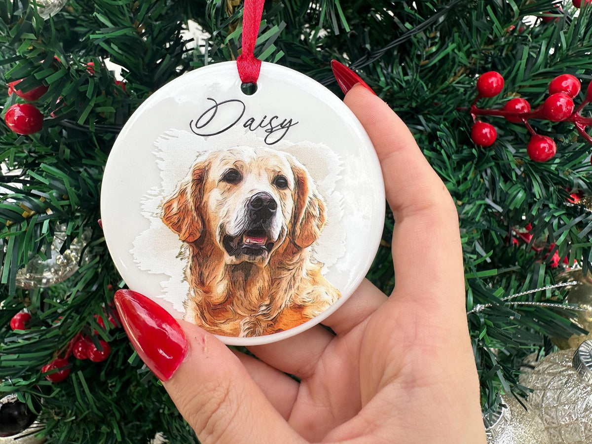 Pet Memorial Photo Ornament for Pet Loss Gift, Custom Christmas Dog Cat Ornament, Forever In Our Hearts Pet Ornament, Keepsake Gifts for Pet