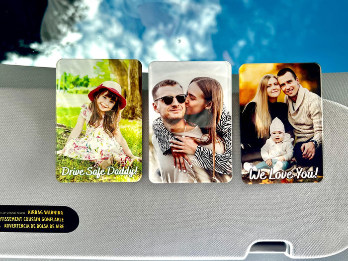 Custom Photo Car Visor Clip, Sun Visor Clip, Personalized Photo Car Decoration, Unique Car Gift for Dad Mom, Father's Day Gifts for Him
