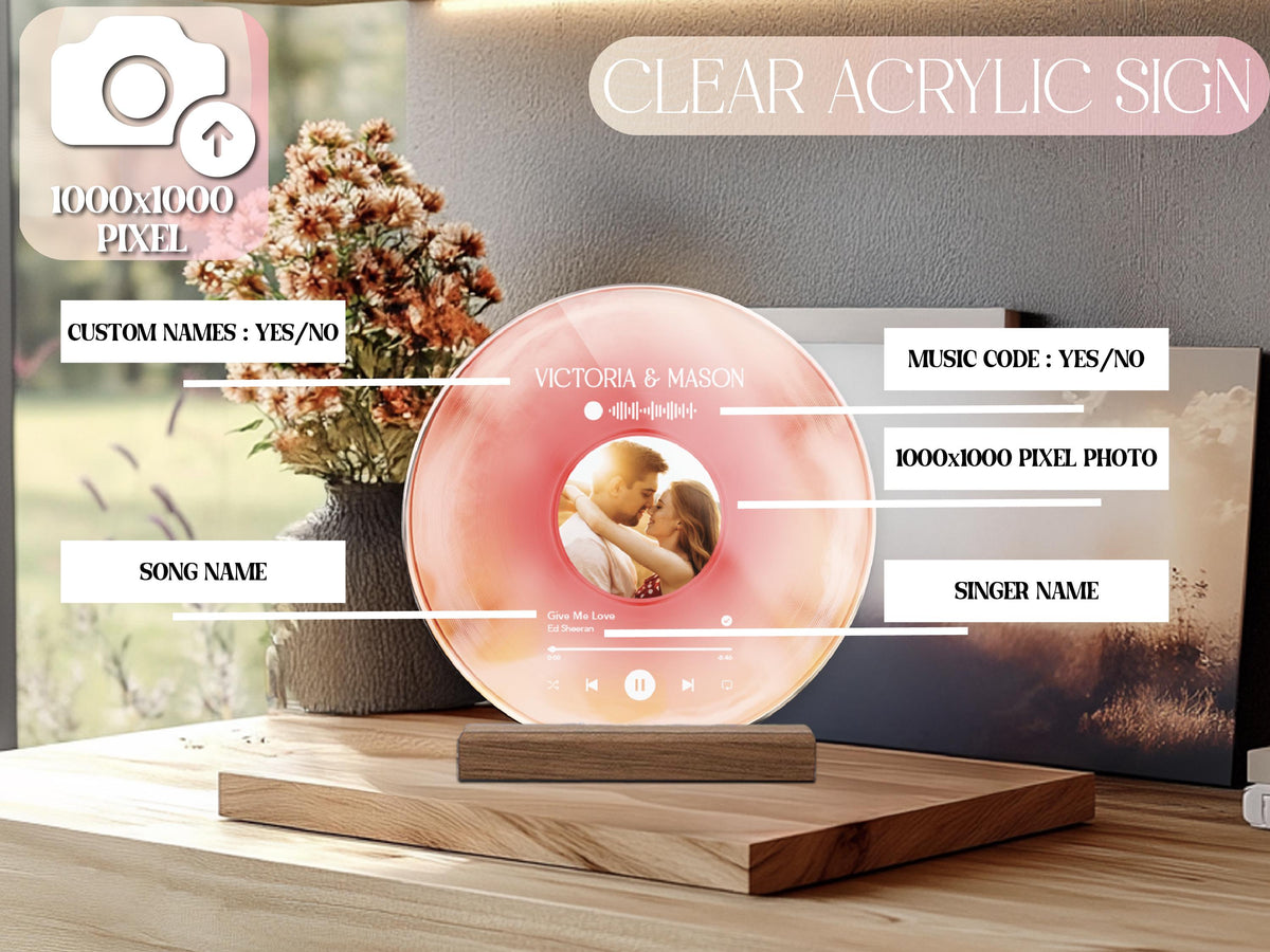 Custom Couple Vinyl Record  with Photo, Personalized Song Plaque, Anniversary Decor, Music Wall Art for Home Decor, Music Disc, Wedding Gift