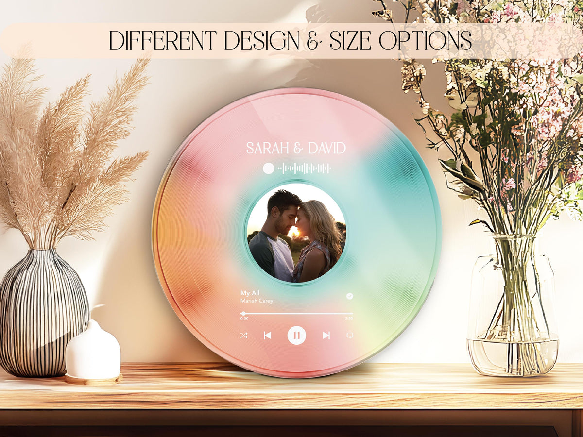 Custom Couple Vinyl Record  with Photo, Personalized Song Plaque, Anniversary Decor, Music Wall Art for Home Decor, Music Disc, Wedding Gift