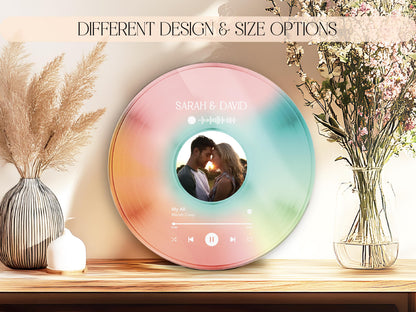Custom Couple Vinyl Record  with Photo, Personalized Song Plaque, Anniversary Decor, Music Wall Art for Home Decor, Music Disc, Wedding Gift
