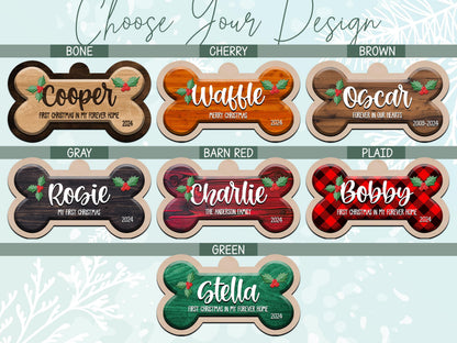 Personalized Dog Bone Christmas Ornament, Custom Pet Name Ornament, Pet Memorial Ornament, New Puppy Ornament, First Christmas Keepsake