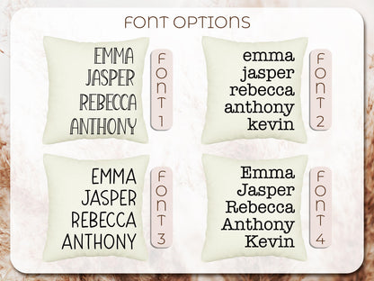 Personalized Family Name Throw Pillow Case, Customize Pillow with Kids Name 18X18 Pillow Cover, Custom Mothers Day Gift for Mom Grandma Gift