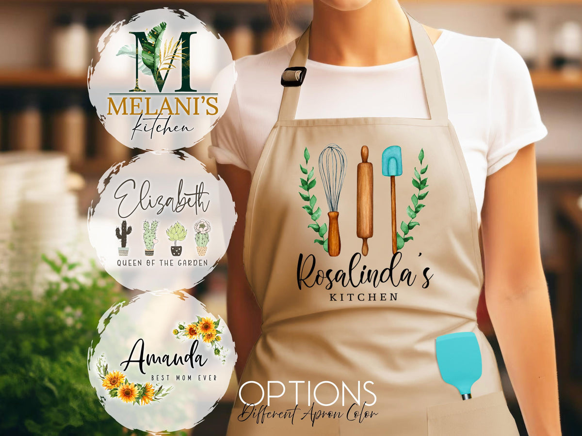 Personalized Apron, Women Custom Apron Mother's Day Gifts for Mom Grandma, Apron for Kitchen Gift, Birthday Gift for Mom, Housewarming Gift