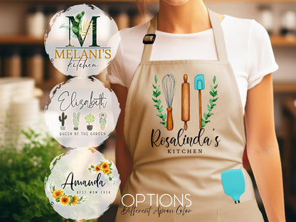 Personalized Apron, Women Custom Apron Mother's Day Gifts for Mom Grandma, Apron for Kitchen Gift, Birthday Gift for Mom, Housewarming Gift