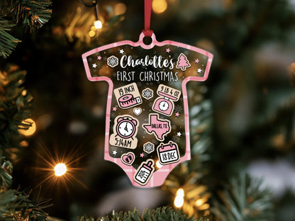 Personalized Baby's First Christmas Ornament, New Baby Gift, Birth Stats Keepsake, Baby Holiday Ornament, Baby Shower Memory Decoration