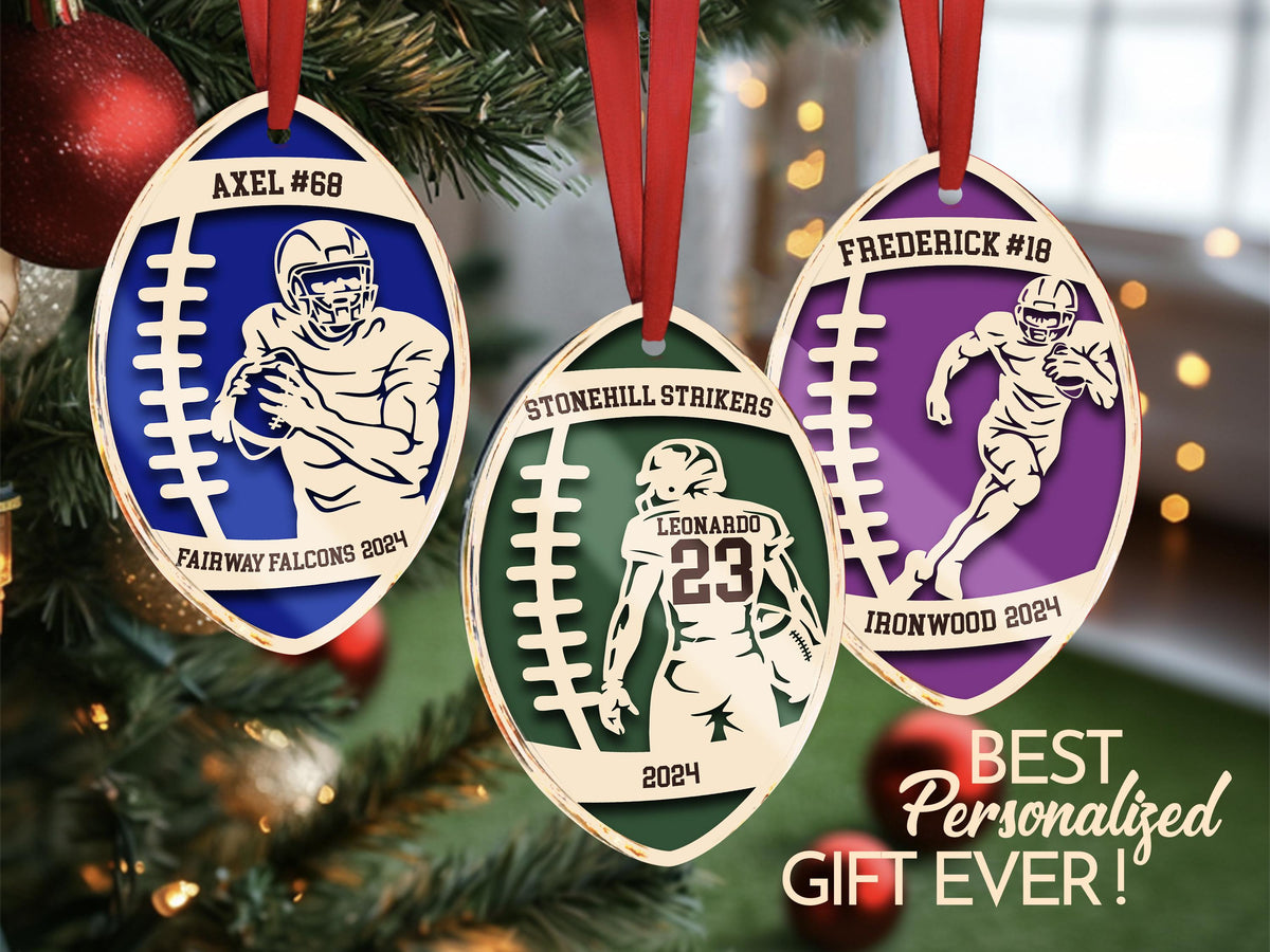 Personalized Football Ornament, Unique Gift for Players, Football Player Keepsake, Sports Lovers Gift, Christmas Gift for Coaches, Kids