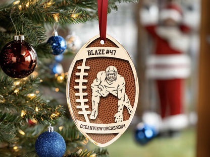 Personalized Football Ornament, Unique Gift for Players, Football Player Keepsake, Sports Lovers Gift, Christmas Gift for Coaches, Kids