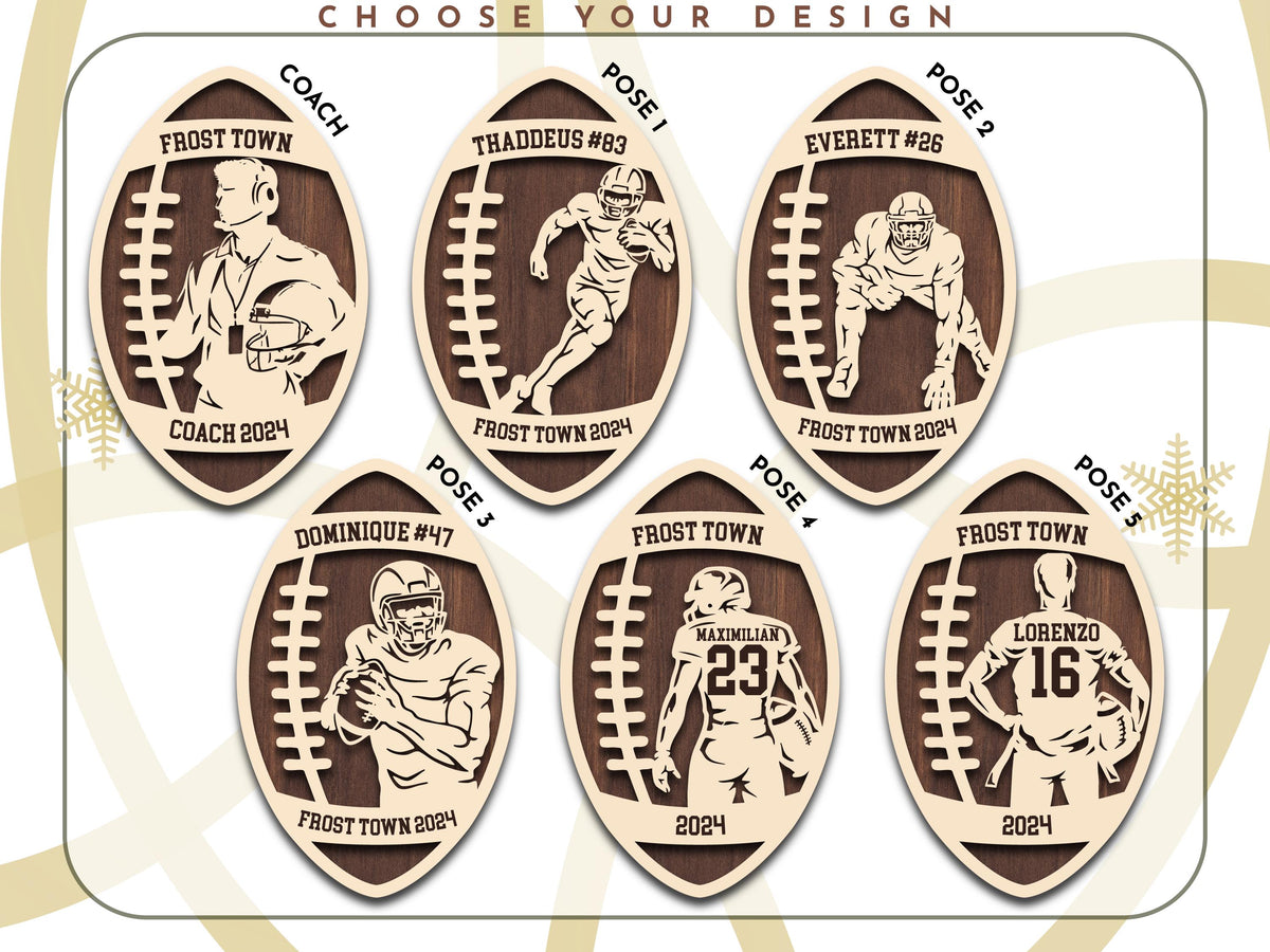 Personalized Football Ornament, Unique Gift for Players, Football Player Keepsake, Sports Lovers Gift, Christmas Gift for Coaches, Kids