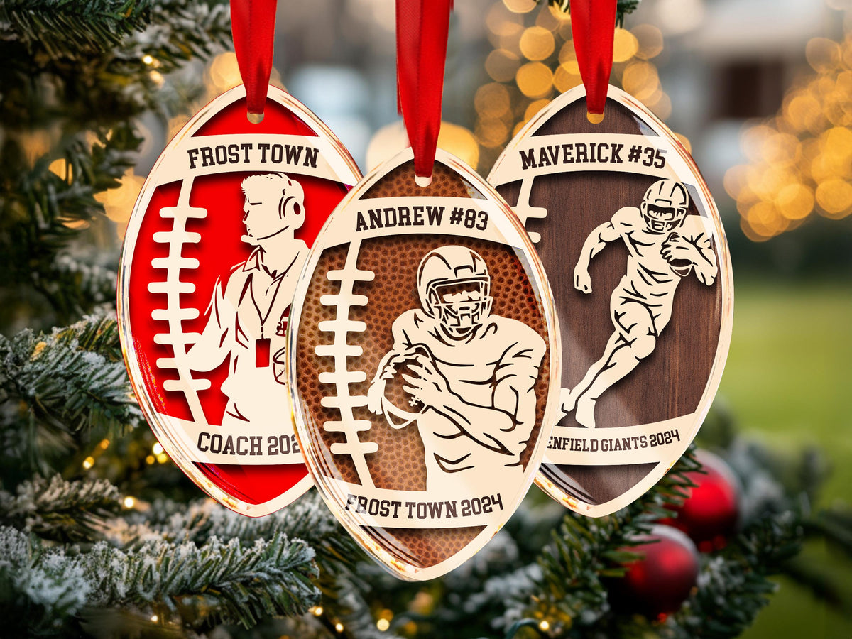 Personalized Football Ornament, Unique Gift for Players, Football Player Keepsake, Sports Lovers Gift, Christmas Gift for Coaches, Kids