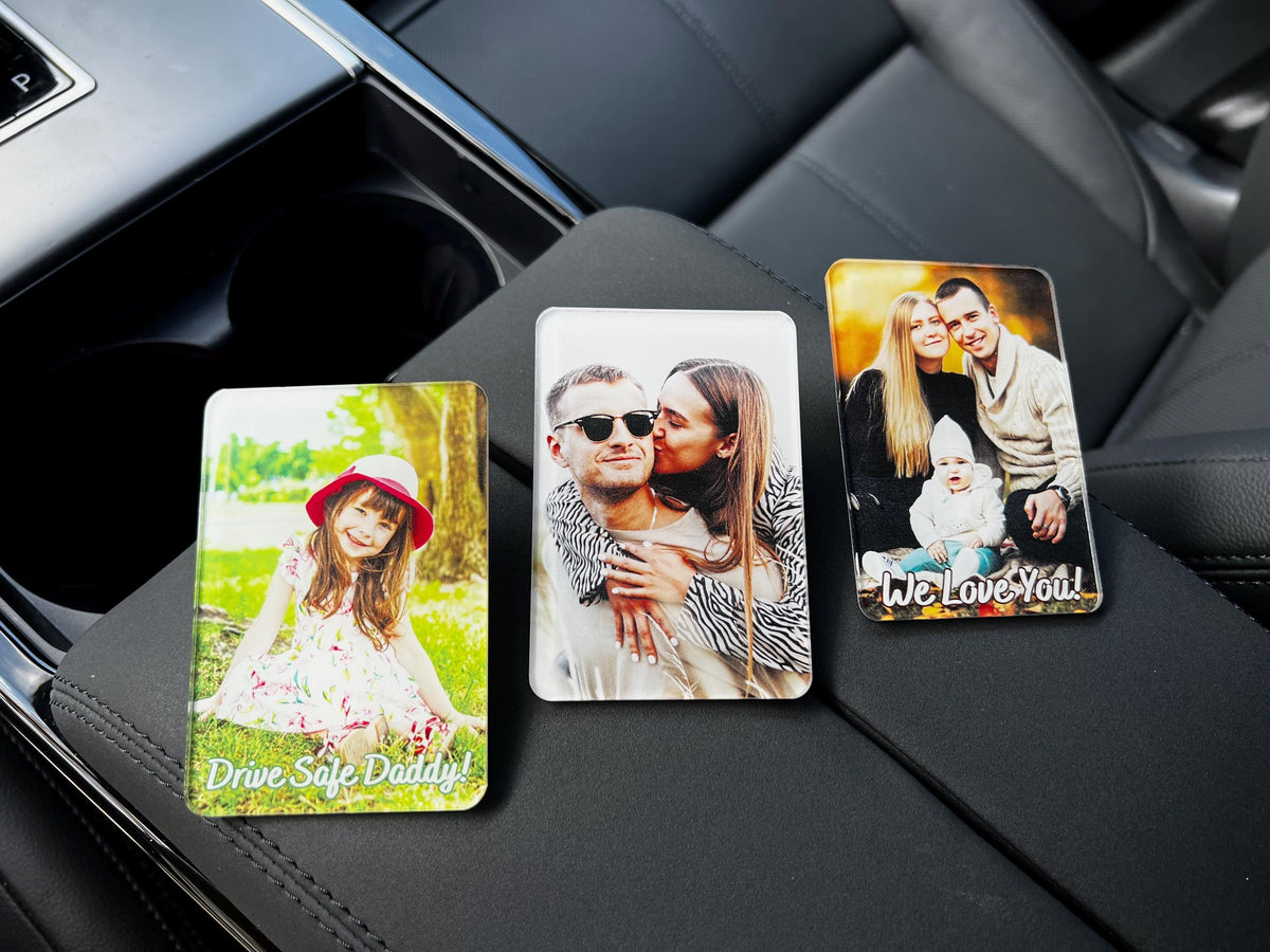 Custom Photo Car Visor Clip, Sun Visor Clip, Personalized Photo Car Decoration, Unique Car Gift for Dad Mom, Father's Day Gifts for Him