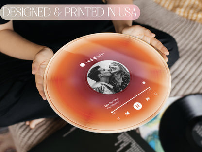 Custom Couple Vinyl Record  with Photo, Personalized Song Plaque, Anniversary Decor, Music Wall Art for Home Decor, Music Disc, Wedding Gift