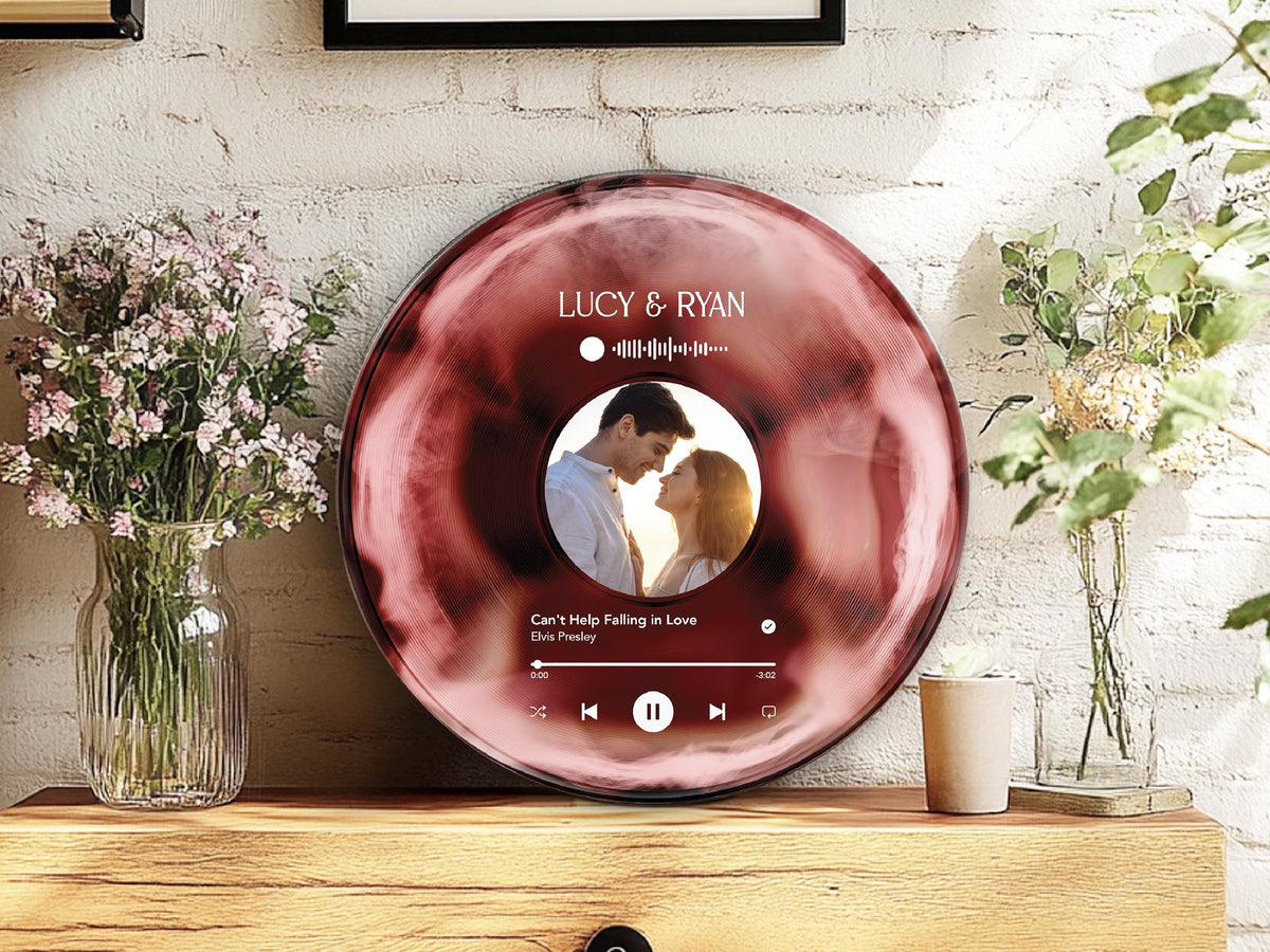 Custom Couple Vinyl Record  with Photo, Personalized Song Plaque, Anniversary Decor, Music Wall Art for Home Decor, Music Disc, Wedding Gift