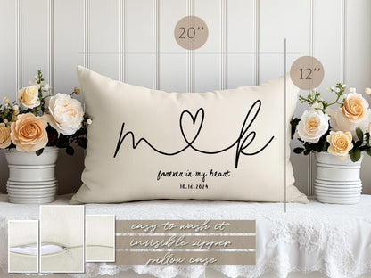 Wedding Gifts, Newlywed Gift, Engagement Gift, Personalized Pillow with Names and Established Date, Linen Pillow Cover, Gift for Couple
