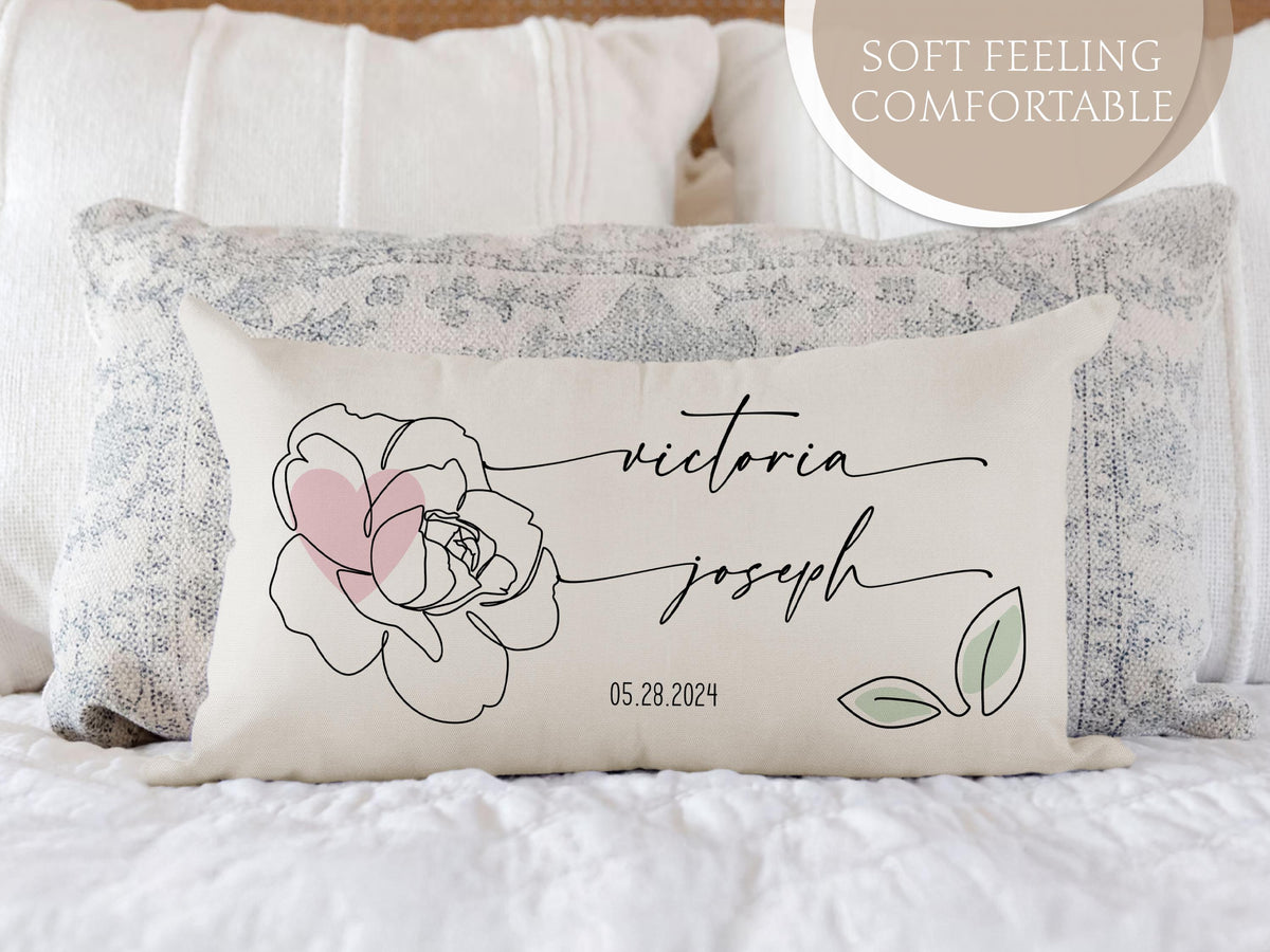 Wedding Gifts, Newlywed Gift, Engagement Gift, Personalized Pillow with Names and Established Date, Linen Pillow Cover, Gift for Couple