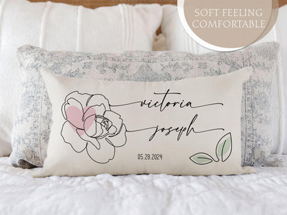 Wedding Gifts, Newlywed Gift, Engagement Gift, Personalized Pillow with Names and Established Date, Linen Pillow Cover, Gift for Couple