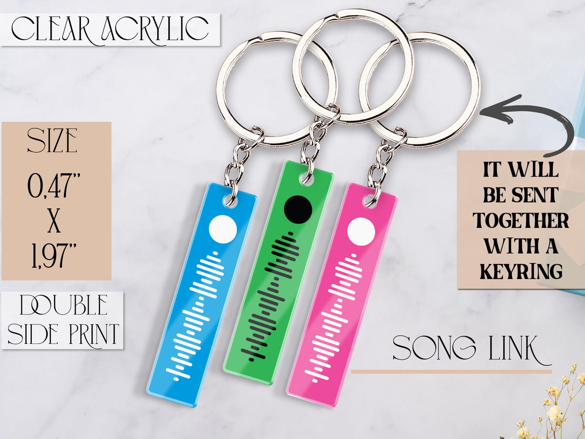 Personalized Music Code Keychain: Scannable Song Keyring, Couple Gift