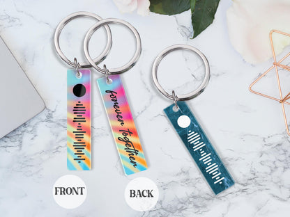 Personalized Music Code Keychain: Scannable Song Keyring, Couple Gift