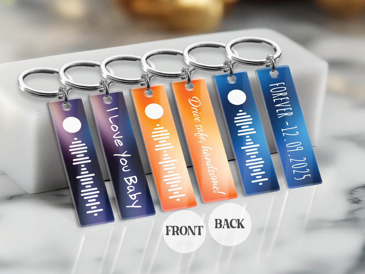 Personalized Music Code Keychain: Scannable Song Keyring, Couple Gift