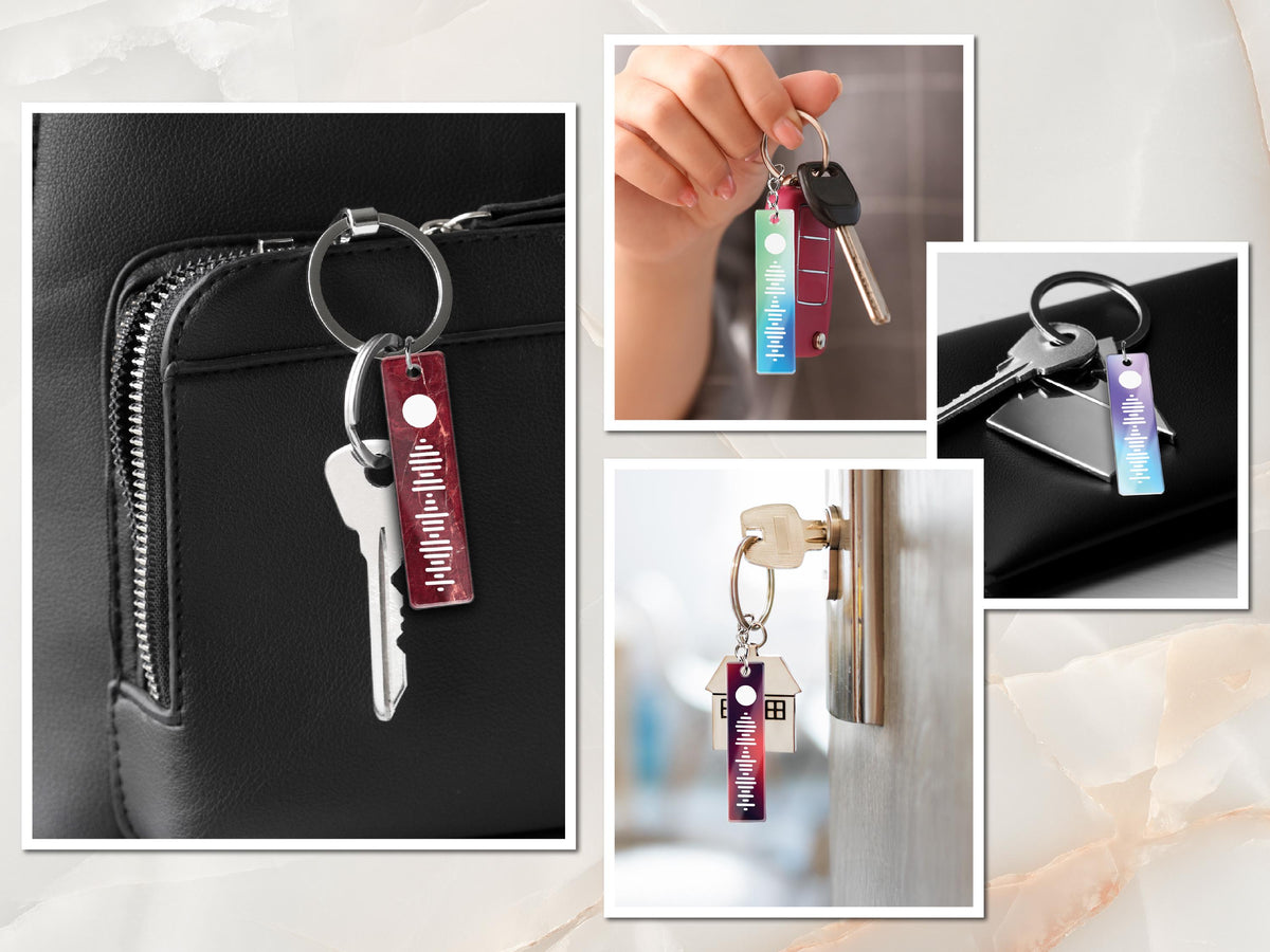 Personalized Music Code Keychain: Scannable Song Keyring, Couple Gift