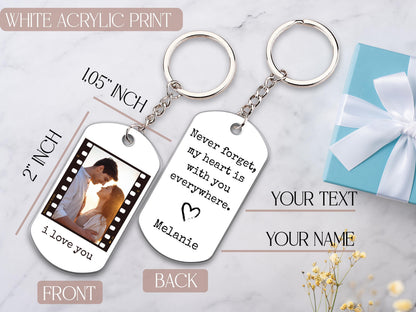 Boyfriend Keychain, Custom Boyfriend Gifts, Couple Photo Keychain, Personalized Keychain for Men, Drive Safe Dad Keychain, Photo Car Decor