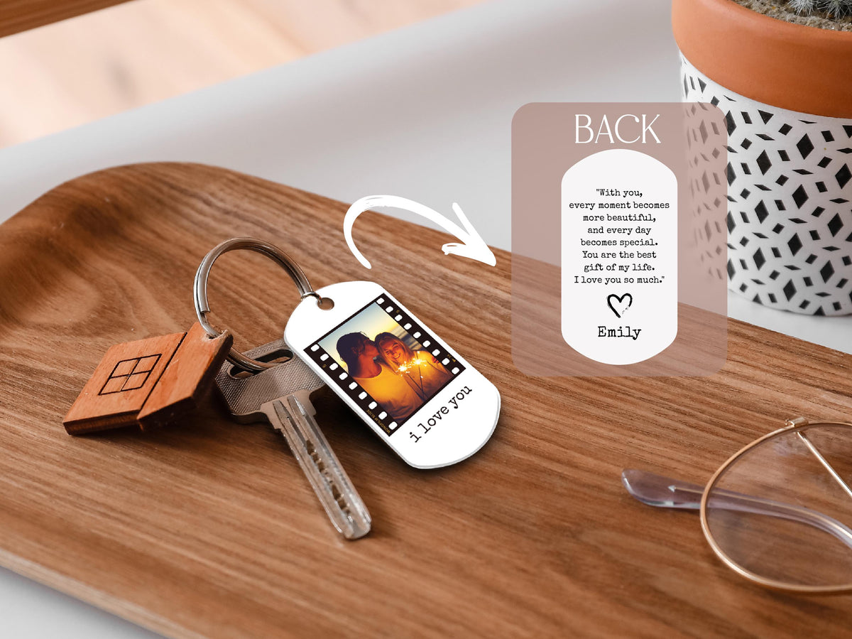 Boyfriend Keychain, Custom Boyfriend Gifts, Couple Photo Keychain, Personalized Keychain for Men, Drive Safe Dad Keychain, Photo Car Decor