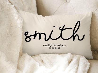 Wedding Gifts, Newlywed Gift, Engagement Gift, Personalized Pillow with Names and Established Date, Linen Pillow Cover, Gift for Couple