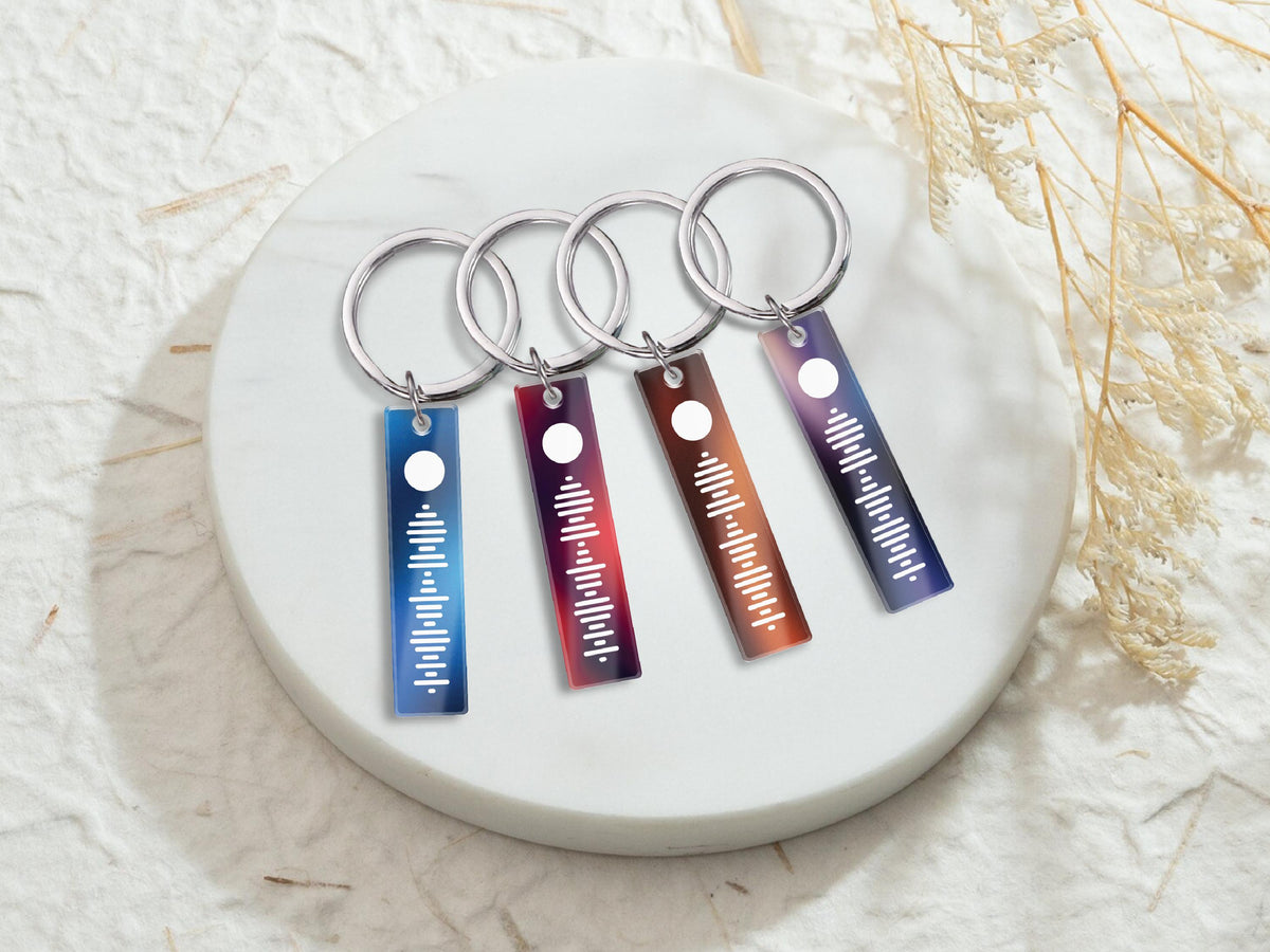 Personalized Music Code Keychain: Scannable Song Keyring, Couple Gift