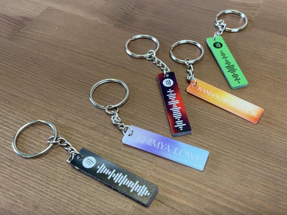 Personalized Music Code Keychain: Scannable Song Keyring, Couple Gift