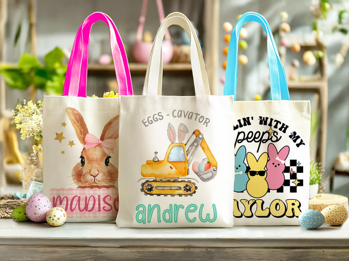 Easter Gift Bag for Kids, Custom Easter Egg Hunt Bag, Custom Bunny Bag, Bunny Easter Bag with Name, Easter Name Bag, Kids Easter Basket