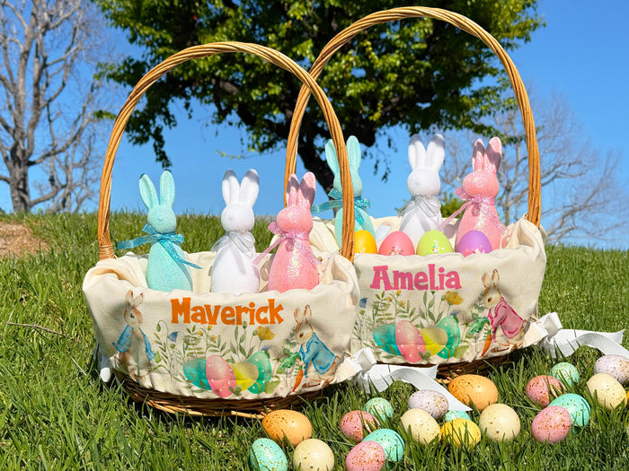 Custom Easter Basket Liner, Personalized Easter Gifts for Kids, Kids Easter Basket Decor, Custom Bunny Basket Liner, Boys Girls Easter Gifts