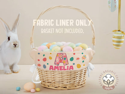 Custom Easter Basket Liner, Personalized Easter Gifts for Kids, Kids Easter Basket Decor, Custom Bunny Basket Liner, Boys Girls Easter Gifts