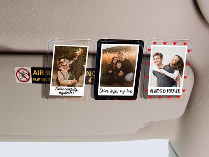 Personalized Sun Visor Picture Clip, Custom Pet Photo Car Accessory, Wallet Photo Holder Couples Gift, Family Portrait Decoration Drive Safe