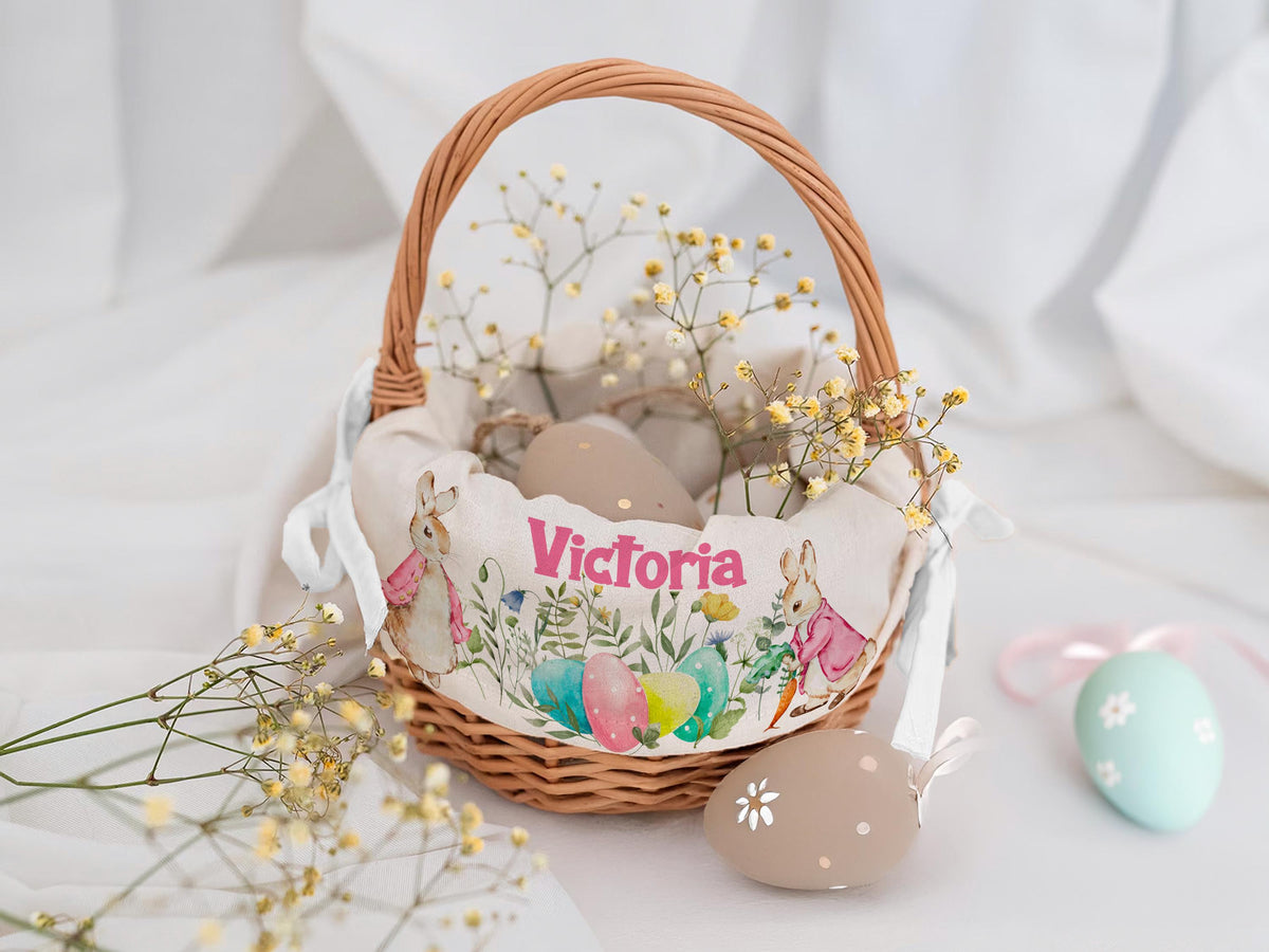 Custom Easter Basket Liner, Personalized Easter Gifts for Kids, Kids Easter Basket Decor, Custom Bunny Basket Liner, Boys Girls Easter Gifts
