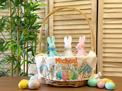Custom Easter Basket Liner, Personalized Easter Gifts for Kids, Kids Easter Basket Decor, Custom Bunny Basket Liner, Boys Girls Easter Gifts