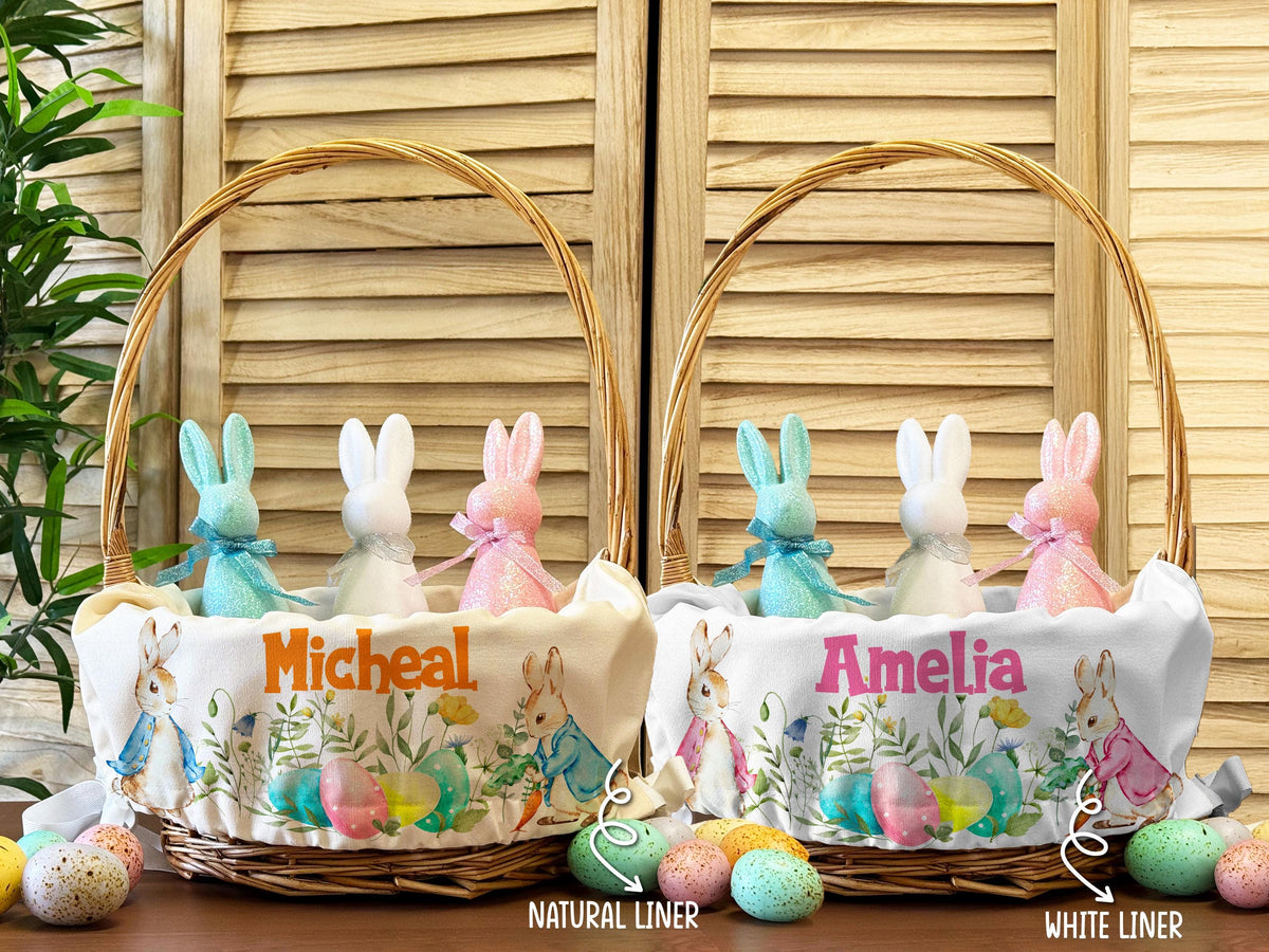 Custom Easter Basket Liner, Personalized Easter Gifts for Kids, Kids Easter Basket Decor, Custom Bunny Basket Liner, Boys Girls Easter Gifts