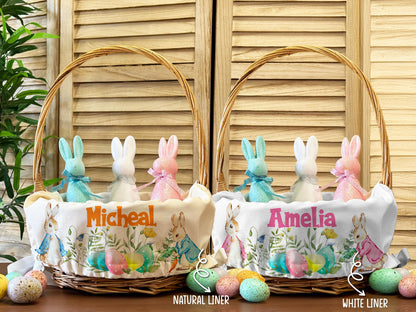 Custom Easter Basket Liner, Personalized Easter Gifts for Kids, Kids Easter Basket Decor, Custom Bunny Basket Liner, Boys Girls Easter Gifts