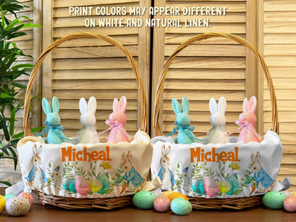 Custom Easter Basket Liner, Personalized Easter Gifts for Kids, Kids Easter Basket Decor, Custom Bunny Basket Liner, Boys Girls Easter Gifts