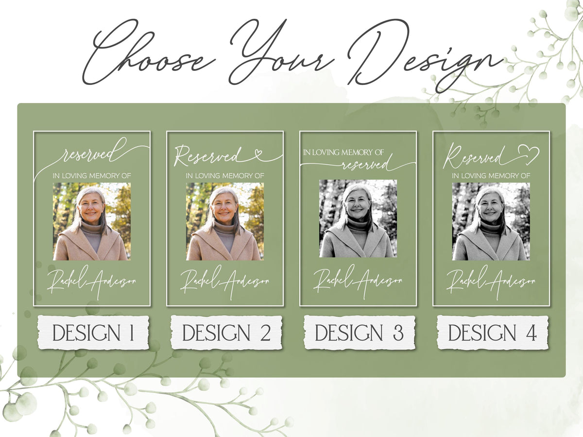 Memorial Chair Sign, In Loving Memory Wedding Sign, Reserved Seat Photo Plaque, Custom Funeral Chair Sign, Celebration of Life Decor
