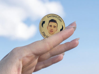 Custom Flip to Decide Coin with Your & Partner's Photo, Personalized Coin, Heads or Tails Coin, Decision Maker Gift For Him, Argument Solver