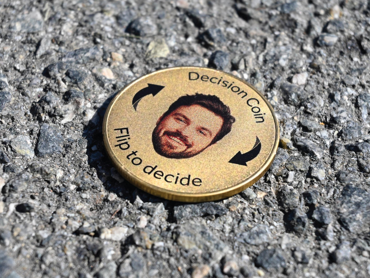 Custom Flip to Decide Coin with Your & Partner's Photo, Personalized Coin, Heads or Tails Coin, Decision Maker Gift For Him, Argument Solver