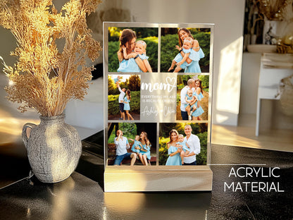 Custom Photo Gifts for Mother's Day, Personalized Photo Night Light, Photo Collage LED Light, Custom Frame, Christmas Photo Keepsake for Mom