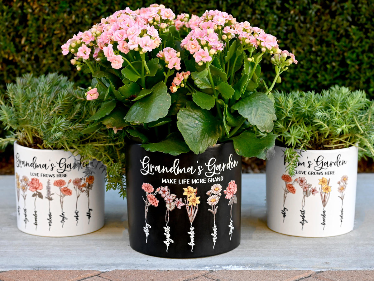 Grandmas Garden Gift for Grandma, Personalized Gifts for Mothers Day Gifts, Personalized Flower Pot, Birth Flower Mom Gifts from Daughter