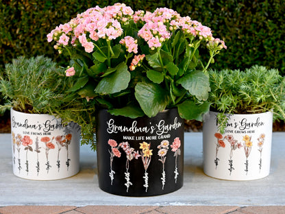 Grandmas Garden Gift for Grandma, Personalized Gifts for Mothers Day Gifts, Personalized Flower Pot, Birth Flower Mom Gifts from Daughter