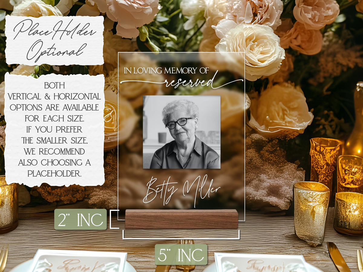 Memorial Chair Sign, In Loving Memory Wedding Sign, Reserved Seat Photo Plaque, Custom Funeral Chair Sign, Celebration of Life Decor