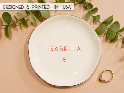 Personalized Ring Dish with Name, Bridal Shower Gift, Custom Jewelry Tray, Birthday, Mother's Day Gift, Engagement, Bridesmaid Proposal Gift
